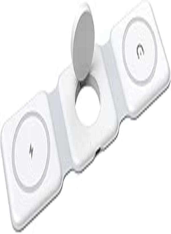 ORIA 3-in-1 Wireless Charger, Foldable Magnetic Charging Station, 15W Fast Charging Pad, Compatible with iPhone 12/13 Series, Samsung Galaxy S21, AirPods & iWatch - White